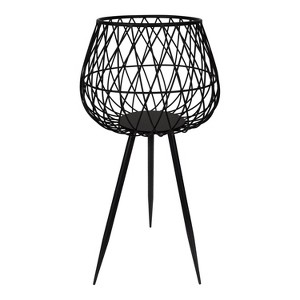 Kate and Laurel Jodette  Metal Freestanding Planter, 13x13x24, Black - 1 of 4