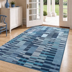 3'x5' Geometric Runner Rug Beige Washable Non Slip Low Pile for Hallway ...
