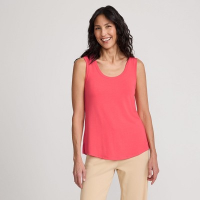 Lands' End Women's Sleeveless Power Performance Scoop Neck Curved Hem Tunic Tank