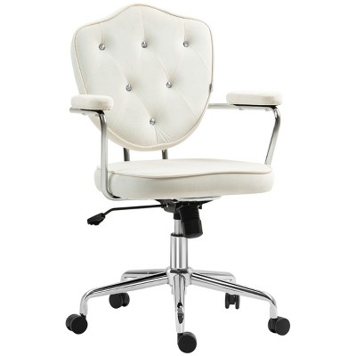 GlasFlength Task and Office Chairs Adjustable Office Chair Ergonomic Swivel Chair Computer Arm Chair for Long Sitting, White, 24.8"*24.2"*39.8"