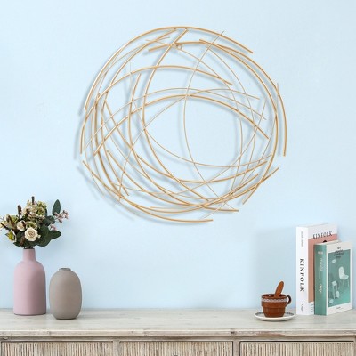 LuxenHome Gold Finish Iron Circular Wall Sculpture