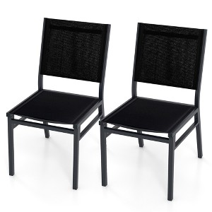 Tangkula 2PCS Outdoor Dining Chairs w/ Breathable Seat Backrest Heavy-Duty Aluminum Frame - 1 of 4