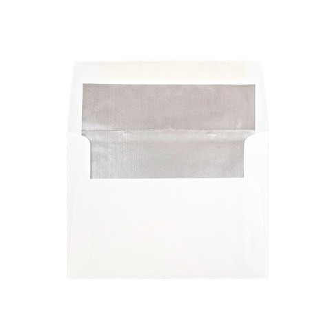 JAM Paper A6 Foil Lined Invitation Envelopes 4.75 x 6.5 White with Silver Foil Bulk 250/Box (82927H) - image 1 of 2