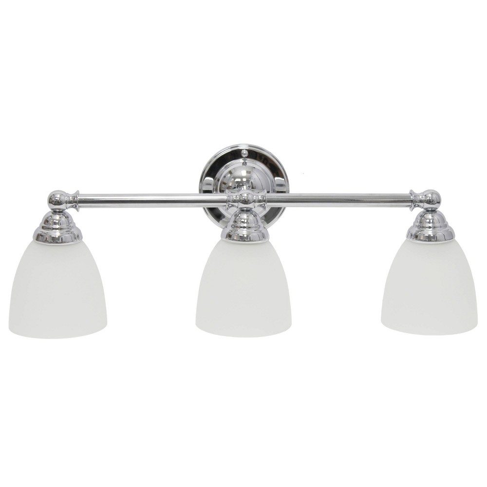 3-Light Essentix Traditional Vanity Uplight Downlight Wall Mounted Fixture Chrome Finish - Lalia Home: ETL Listed, Glass Shades, Iron Body