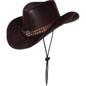 Underwraps Costumes Dark Brown Silver Stud Cowboy Hat Adult Costume Accessory - 1 of 1