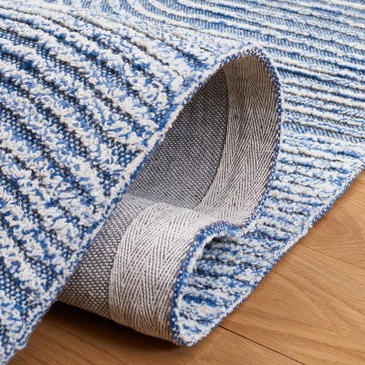 Handmade Blue Wool Tufted Square Area Rug 6'