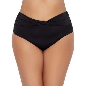 Women's Plus Size Amara Tropical Bikini Brief - Black