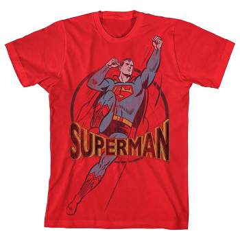 Superman Distressed Flying Pose Boy's Red T-shirt