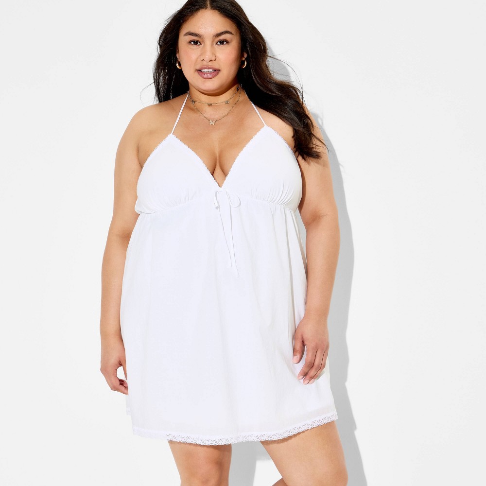 Women's Triangle Halter Babydoll Mini Dress - Wild Fable™ White 4X