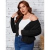 Women's Tie Front Cardigan with Ruffled Hem Polo Neck Long Sleeve Knit Sweater - 3 of 4