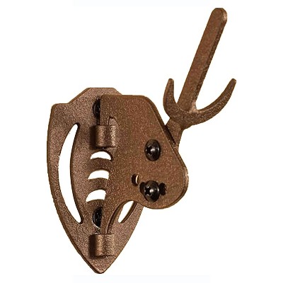 Skull Hooker Wall Mounted Steel Animal Hunting Game Trophy Display Mini Hooker with Articulated Hinge for Bear and Pronghorn Skulls, Robust Brown