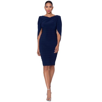 Betsy & Adam Womens Drape Sheath Dress, Blue, 12
