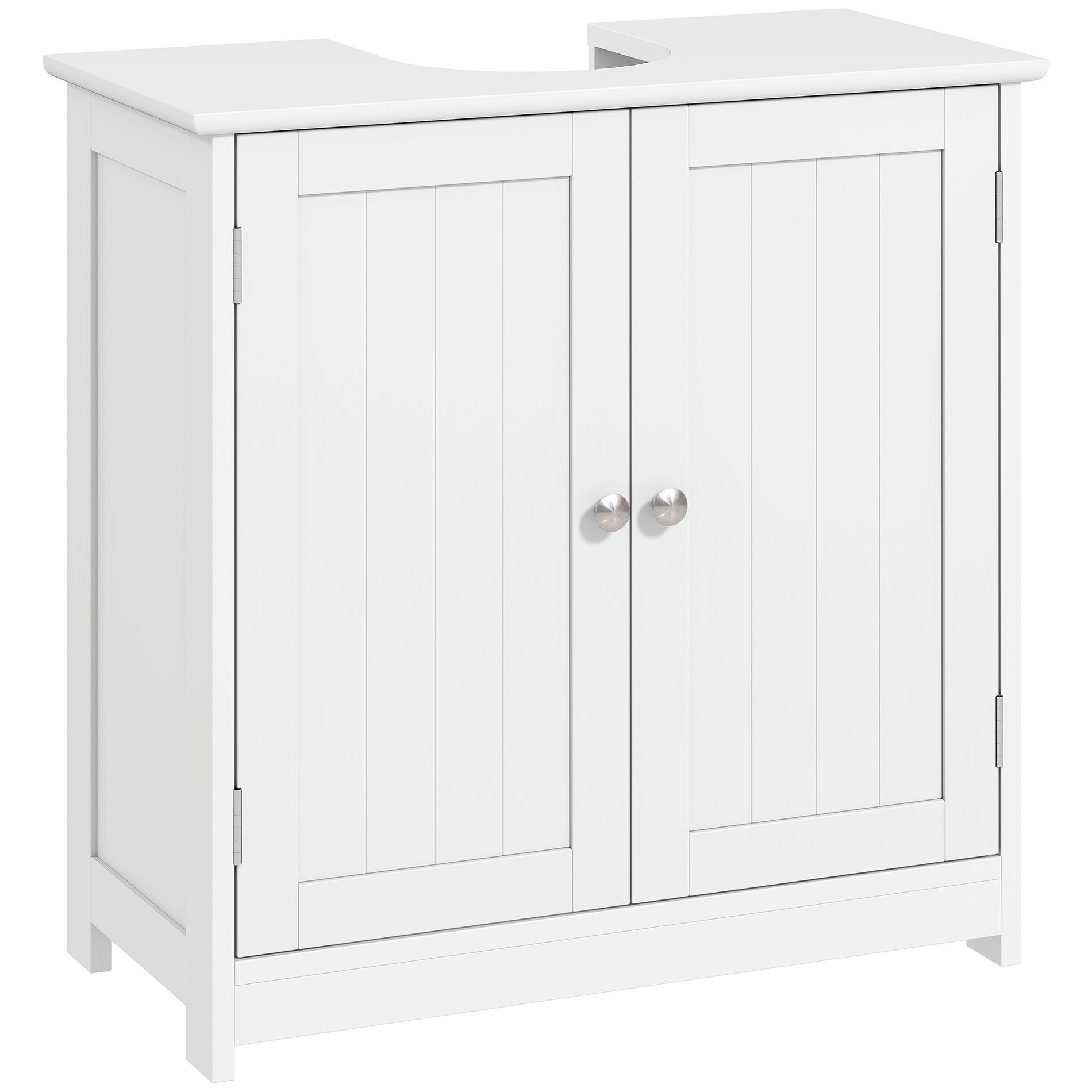 kleankin Vanity Base Cabinet, Under-Sink Bathroom Cabinet Storage with U-Shape Cut-Out and Adjustable Internal Shelf, White