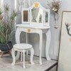 Kids Vanity, Girls Vanity Table with Tri-Folding Mirror,Stool & Drawer, 2 in 1 Wooden Princess Makeup Desk Dressing Table - 2 of 4