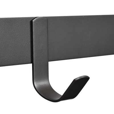 Dark Gray Steel Wall Mounted Towel Rack with Hooks