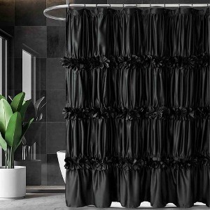 BAGOKIE 72"x72" Waterfall Ruffle Shower Curtain, Pack of 1 - 1 of 4