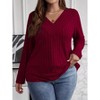 Coolmee Womens Plus Size Tops Fall Casual Tunic Shirts Lightweight V Neck Pullover Long Sleeve Blouse - 2 of 4