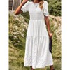 Womens Summer Puff Short Sleeve Maxi Dress Square Neck Smocked Tiered Ruffle A Line Long Flowy Beach Dresses - 4 of 4