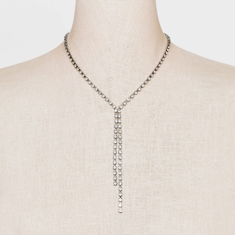 Crystal Y-Line Necklace - Wild Fable&#8482; Silver, 3 of 7