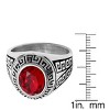 Steeltime Men's stainless steel greek key accented ring with red simulated diamond. Color Options: Silver, Gold. Size Options: 9-12 - 3 of 4