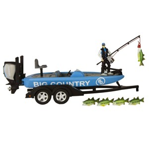 Big Country Toys 1/20 Professional Bass Boat With Angler, Fish, Fishing Pole, And Boat Trailer 498 - 1 of 4