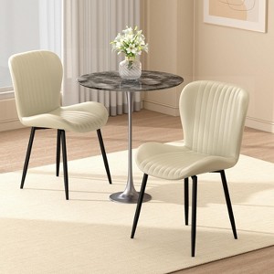 Dining Chairs Set of 2/4/6, Modern Upholstered Pu Leather Kitchen Side Chairs Comfy Backrest - 1 of 4