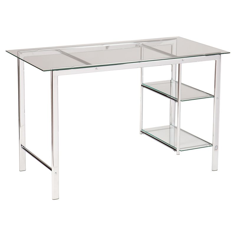 Dorothy Contemporary Writing Desk Chrome with Glass Desk White - Aiden Lane, 5 of 11