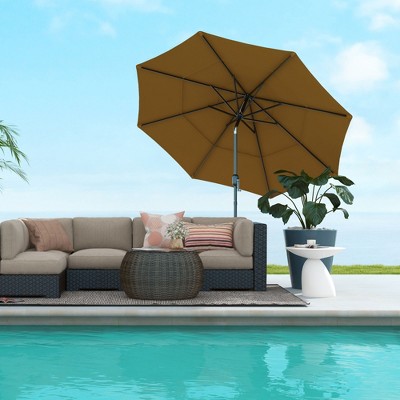 Tan 9' 3-Tier Outdoor Patio Umbrella with Crank and Tilt