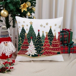 Lomsoe Christmas Tree Pillowcase, Decorative Cushion Cover, Machine Washable, Fits Multiple Room Types, Cover Only - 1 of 4