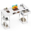CAVINAS Home Office Desk Modern Writing Desk with 2 Storage Drawers, 5 Storage Shelves for Study and Work - 4 of 4