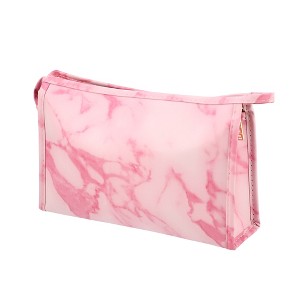 Unique Bargains Makeup Bag Cosmetic Travel Bag Make Up Brush Organizer Bag Marble Makeup Storage Toiletry Bag for Women 9"x3"x6" 1 Pcs - 1 of 4