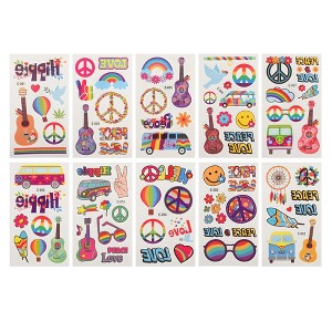 Unique Bargains Realistic Fake Tattoos Pink Purple 10 Pcs - 1 of 4
