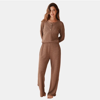 Women's Snuggle Up Brown Pajama Set - Cupshe