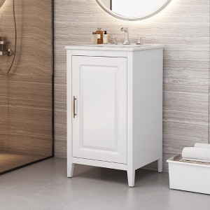 20" Bathroom Vanity Cabinet with Undermount Sink Set, Storage Door Shelf and Internal Multi-Functional Drawer, Soft-Closing Door - 1 of 4