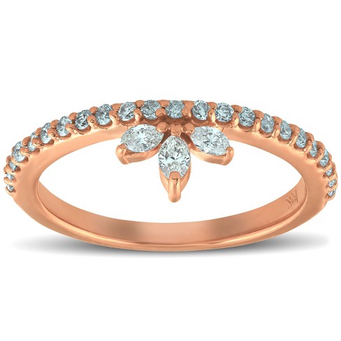 Pompeii3 3/8ct 14k Rose Gold Womens Marquise Diamond Wedding Ring Stackable Band - image 1 of 4