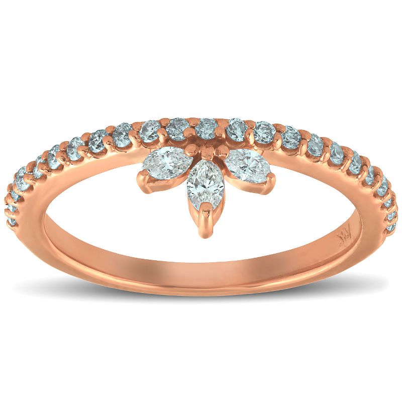 Pompeii3 3/8ct 14k Rose Gold Womens Marquise Diamond Wedding Ring Stackable Band, 1 of 6