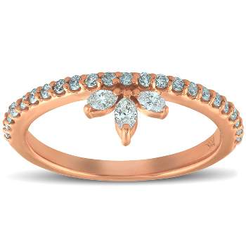 Pompeii3 3/8ct 14k Rose Gold Womens Marquise Diamond Wedding Ring Stackable Band