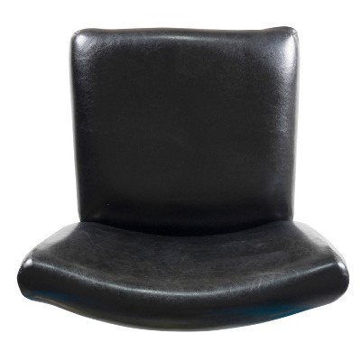 24" Black Faux Leather Counter Height Barstool with Wood Legs