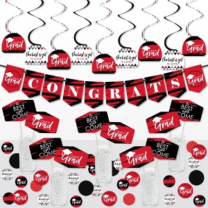 Big Dot of Happiness Red Grad - Best is Yet to Come - Red Graduation Party Supplies Decoration Kit - Decor Galore Party Pack - 51 Pieces - 1 of 4