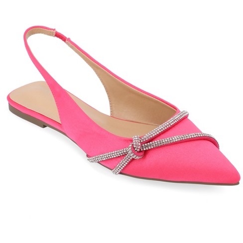 Journee Collection Womens Rebbel Sling Back Pointed Toe Flats Pink 11 Target