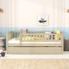 Whisen Twin Size Wood Daybed with Space-Efficient Trundle and Fence Guardrails, Sturdy Structure - 2 of 4