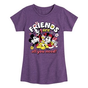 Girls' - Disney - Friends Are All You Need Fitted Short Sleeve Graphic T-Shirt - 1 of 4