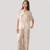 Anna-Kaci Lounge Women's Long Sleeve Pajama Set Watercolor Floral Print Button-Up Top with Relaxed Wide Leg Pants - 2 of 4