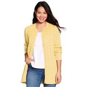 Woman Within Plus Size Cotton Cable Knit Cardigan Sweater - 1 of 4