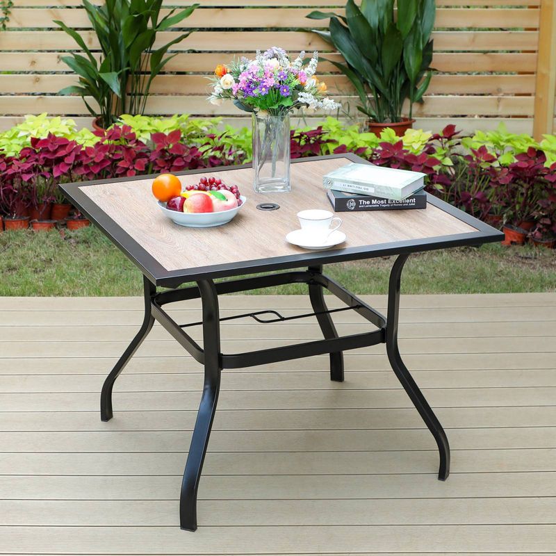 Patio Set with Steel Table with 1.57&#34; Umbrella Hole &#38; Metal Padded Sling C-Spring  Arm Chairs - Captiva Designs, 3 of 16
