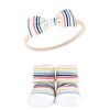 Hudson Baby Infant Girl Headband and Socks Giftset, Coral Stripe, One Size - 3 of 4
