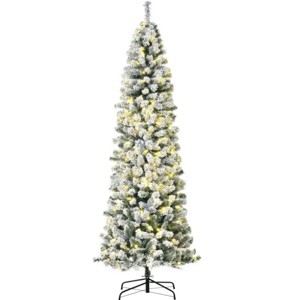 TopComfy Christmas Tree Stands Artificial Pre Lit Flocked Pencil Christmas Tree Cozy Snowy Decor for Living Room, White, 41.76"*11.43"*11.82" - 1 of 4