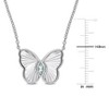 EVERLY JEWELRY | Sterling Silver 1/7ct TGW Marquise-Cut Aquamarine Butterfly Necklace, 17 inc - 2 of 4