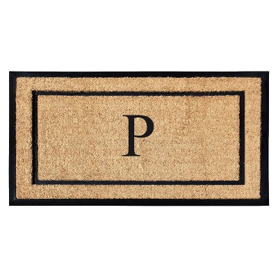 A1HC Natural Coir and Rubber Backing Monogrammed Door Mat, Anti-Shed Entry Doormat