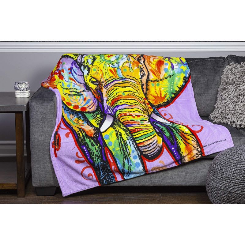Dawhud Direct 50" x 60" Colorful Dean Russo Elephant Fleece Throw Blanket, 2 of 4